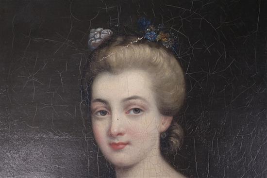 late 18th century English School Portrait of a lady, 36 x 30cm unframed.